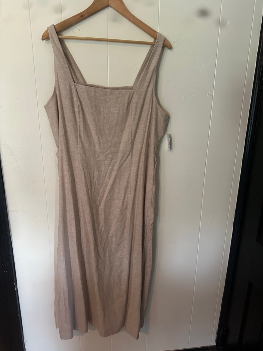 Old Navy Square-Neck Sleeveless Midi Dress in Beige - Picture 2 of 8